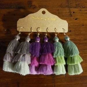 Ombre Tassle Pink Green Gray 3 pack